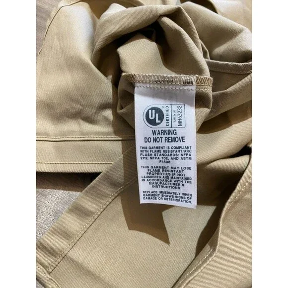 Wrangler FR Flame Resistant Mens XXL Long Sleeve Western Canvas Tan Work Shirt